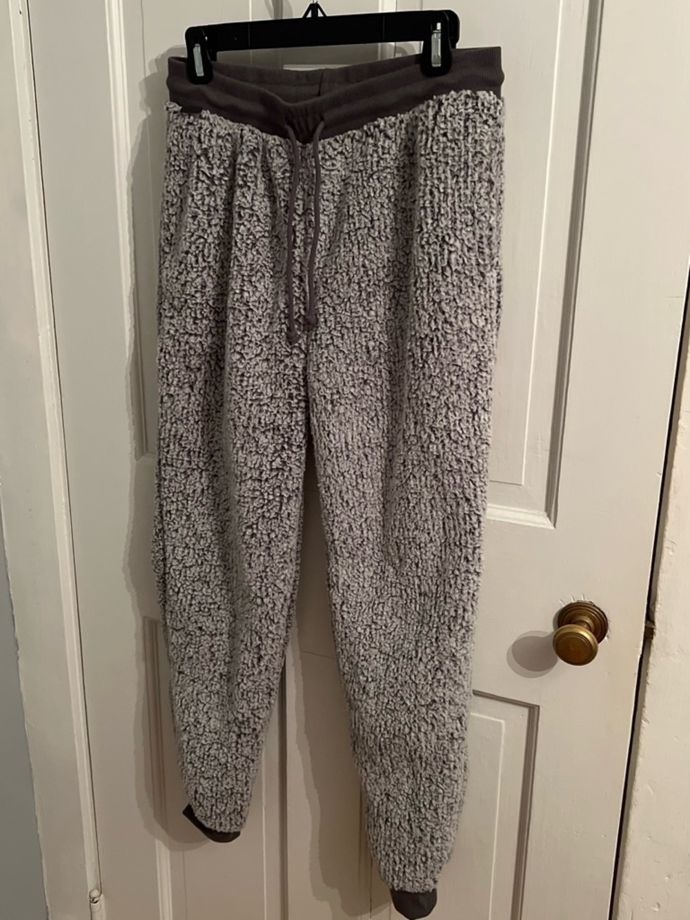 Hippie Rose Gray Sherpa Joggers with Dark Gray Waistband